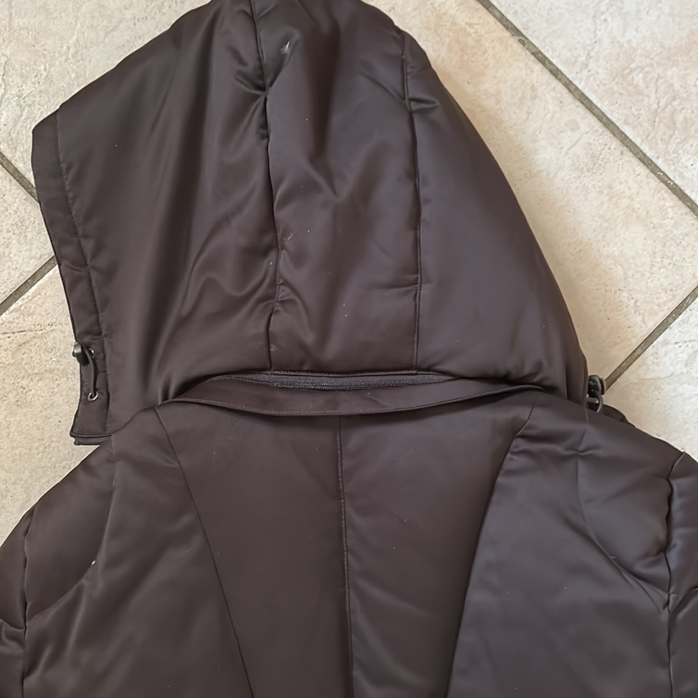 Calvin Klein Brown Long Puffer Down Hooded Coat - Size XS- Excellent Condition - Picture 8 of 16